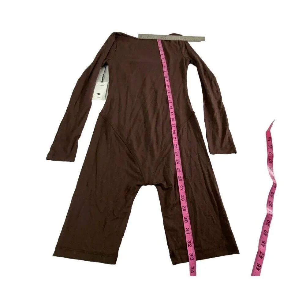 GEEL Ghauri One Piece Romper Bike Shorts Long Sleeves Soft Base NWT Brown M 28-2
